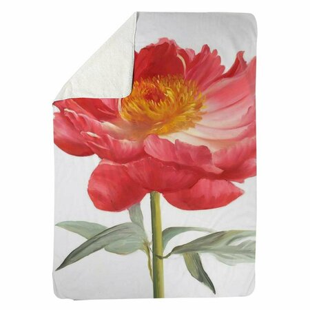 BEGIN HOME DECOR 60 x 80 in. Pink Peony-Sherpa Fleece Blanket 5545-6080-FL207